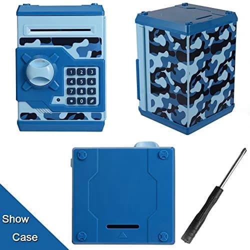 Qwifyu Money Bank for Kids 4-10 Years | Electronic Password Safe ATM Toy (Camouflage Blue) thumbnail 4