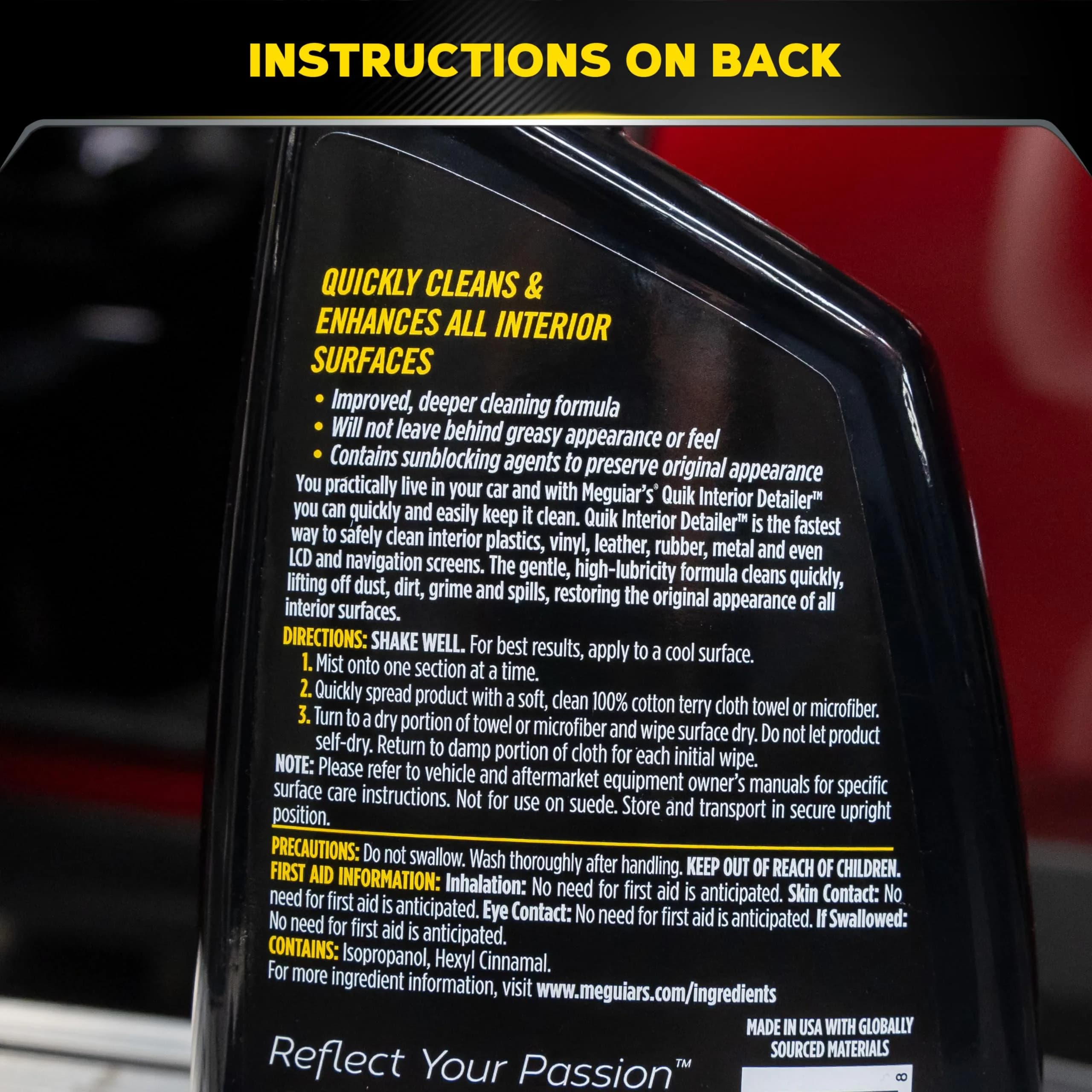 Meguiar's Quik Interior Detailer Cleaner 710ml (24 Fl Oz) | Cleans & Protects All Interior Surfaces - view 8
