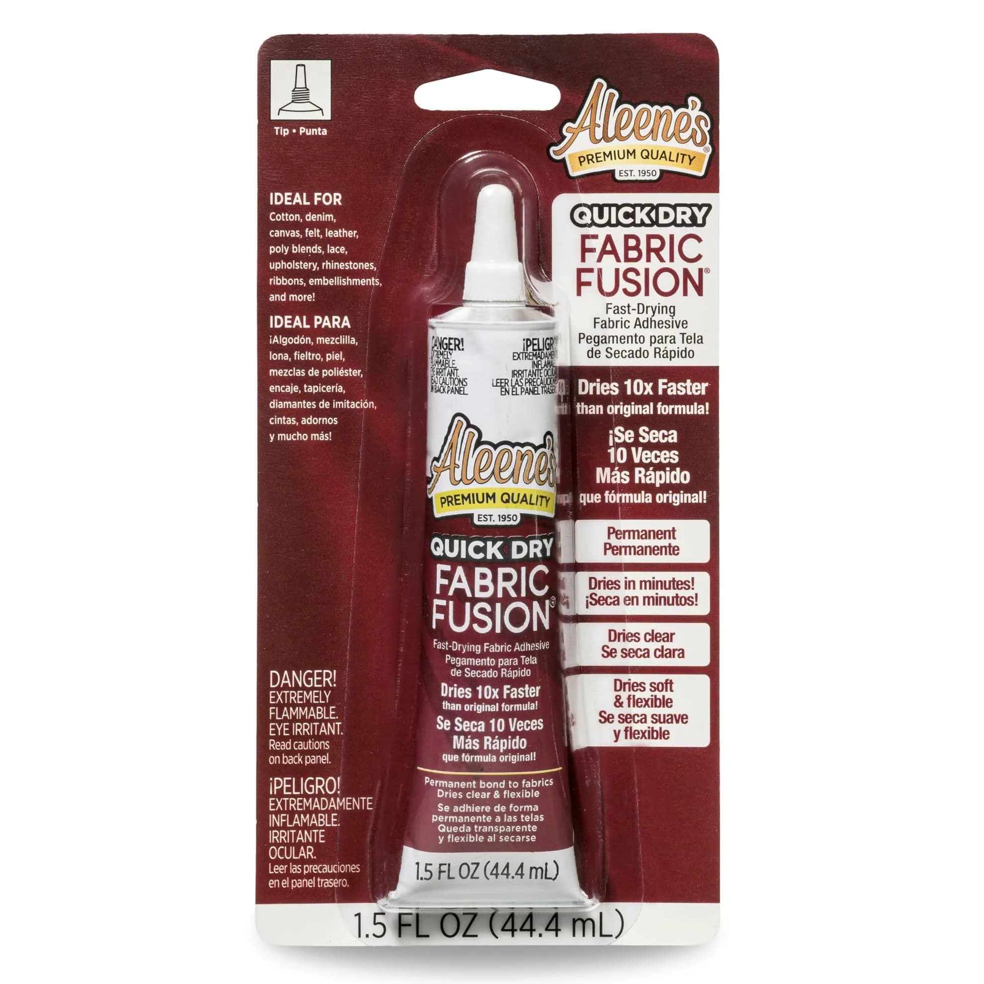 Aleene's Quick Dry Fabric Fusion 1.5 fl oz | Fast-Drying Permanent Fabric Glue — Clear