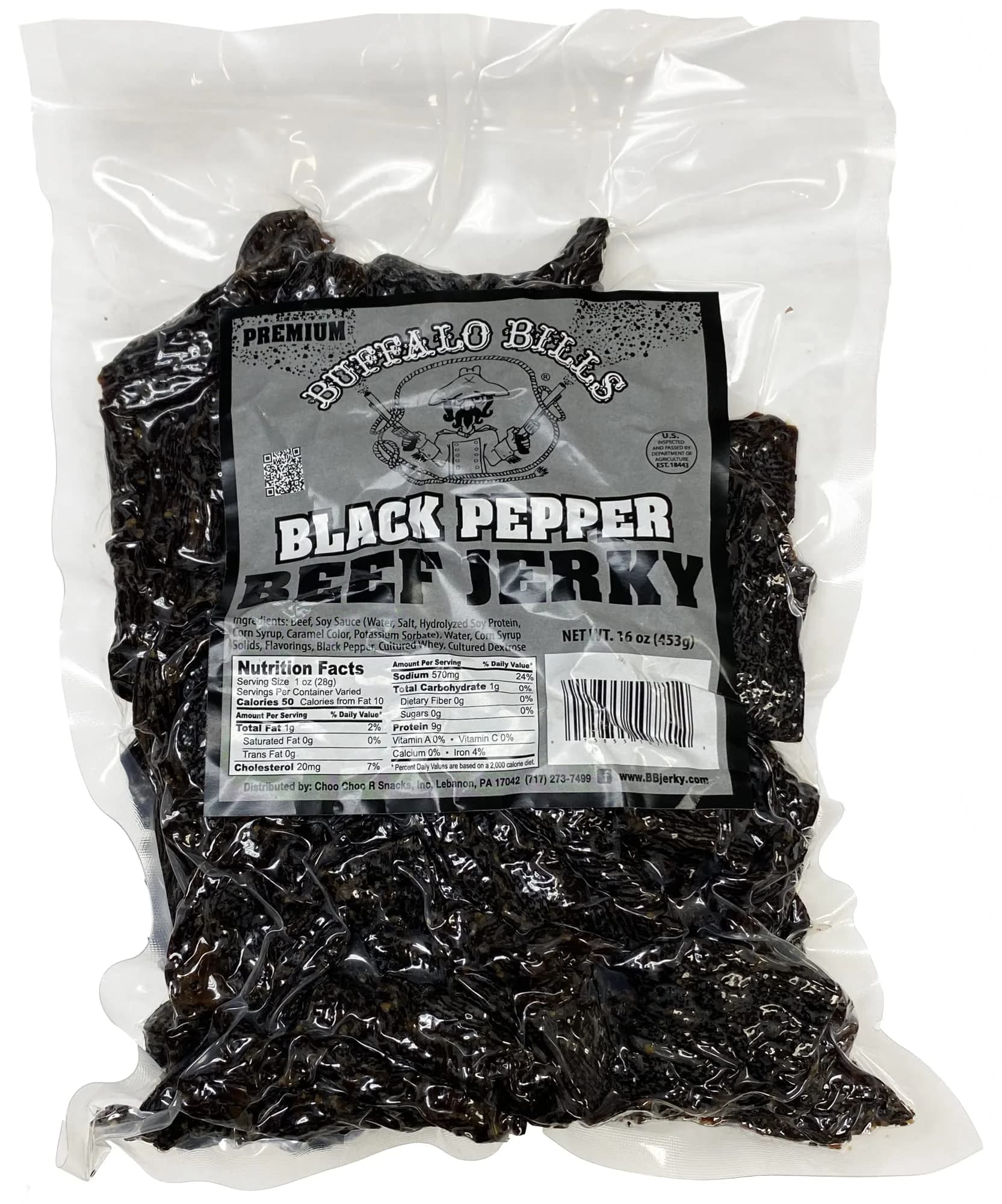 Buffalo Bills Premium Black Pepper Beef Jerky Pieces, 16 oz | Spicy, Smoky, High Protein Snack - main product image