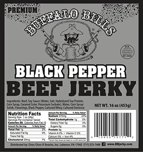 Buffalo Bills Premium Black Pepper Beef Jerky Pieces, 16 oz | Spicy, Smoky, High Protein Snack thumbnail 3