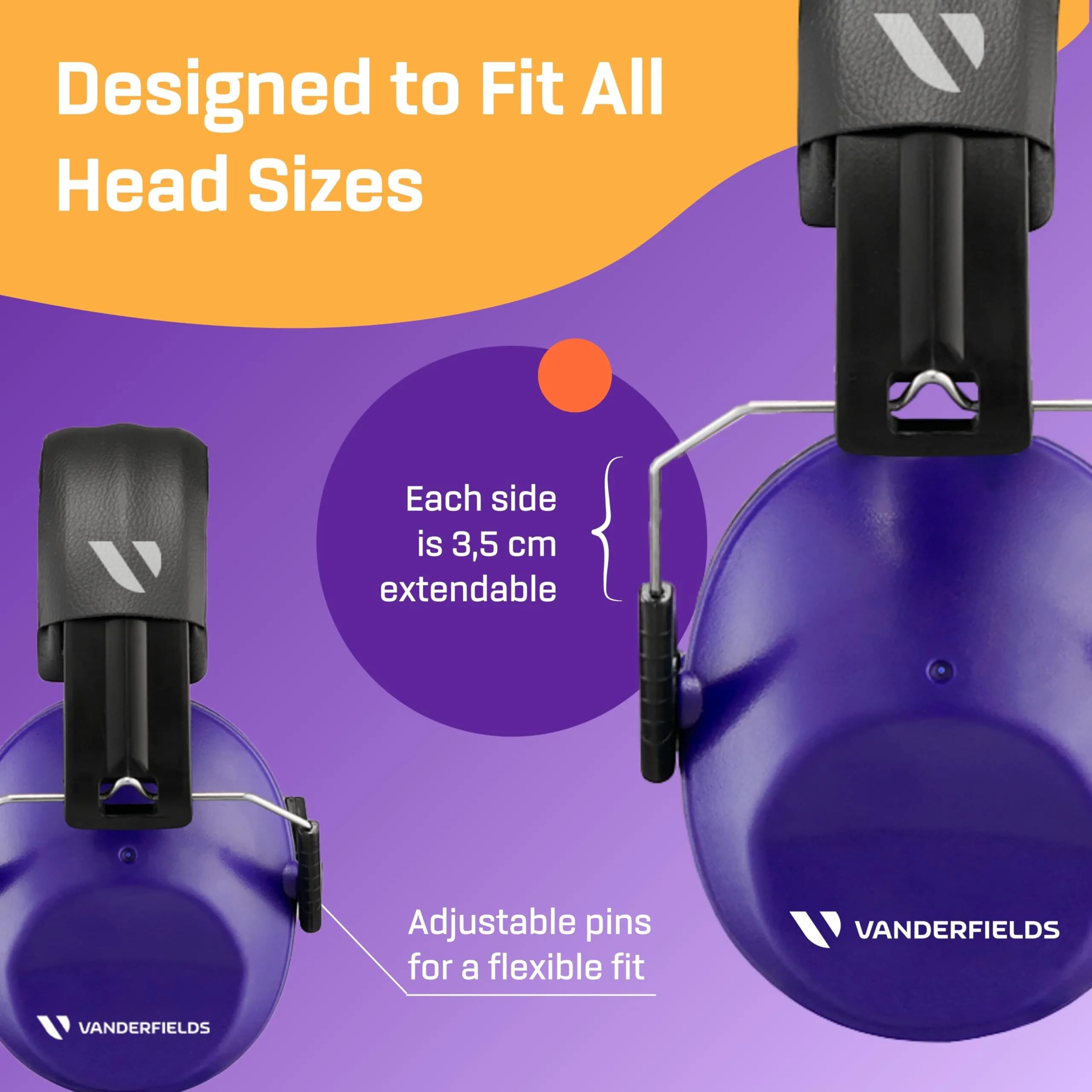 Vanderfields Kids Noise Canceling Headphones - 231g (8.15 oz) - Purple Power | ANSI & CE Certified Noise Reduction Earmuffs - view 7