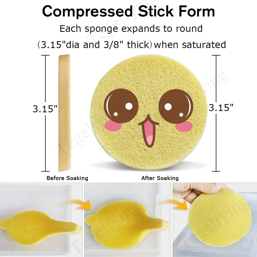 Tegelrying Compressed Facial Sponges 120 Count | Professional Makeup Removal Round Face Wash Spa Pads - view 2