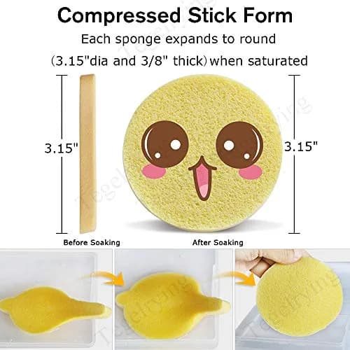 Tegelrying Compressed Facial Sponges 120 Count | Professional Makeup Removal Round Face Wash Spa Pads thumbnail 2