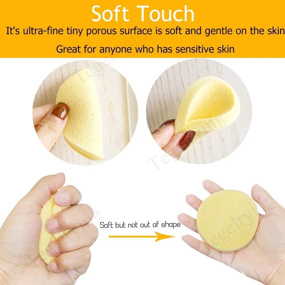 Tegelrying Compressed Facial Sponges 120 Count | Professional Makeup Removal Round Face Wash Spa Pads - view 3