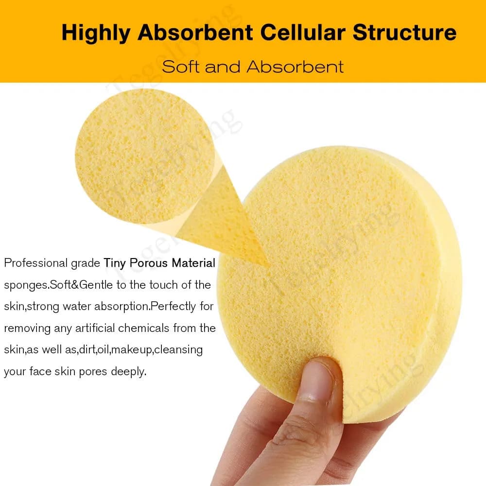Tegelrying Compressed Facial Sponges 120 Count | Professional Makeup Removal Round Face Wash Spa Pads - view 4