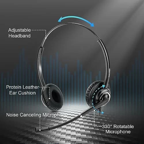 MAIRDI Telephone Headset with RJ9 & 3.5mm Jack | Noise Canceling Mic for Call Centers & Office (70-120 chars) thumbnail 5