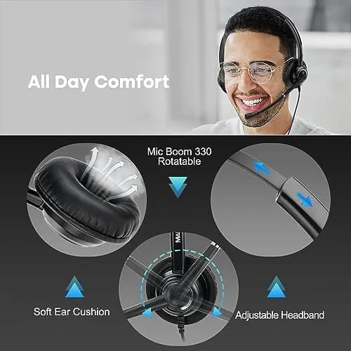MAIRDI Telephone Headset with RJ9 & 3.5mm Jack | Noise Canceling Mic for Call Centers & Office (70-120 chars) thumbnail 6