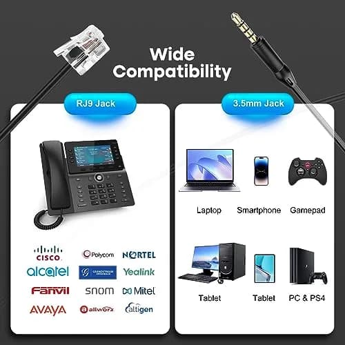 MAIRDI Telephone Headset with RJ9 & 3.5mm Jack | Noise Canceling Mic for Call Centers & Office (70-120 chars) thumbnail 7