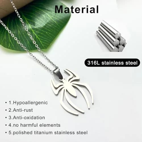 RZCXBS Spider Pendant Necklace for Men and Women Stainless Steel Silver Chain 50cm (19.7in) thumbnail 4