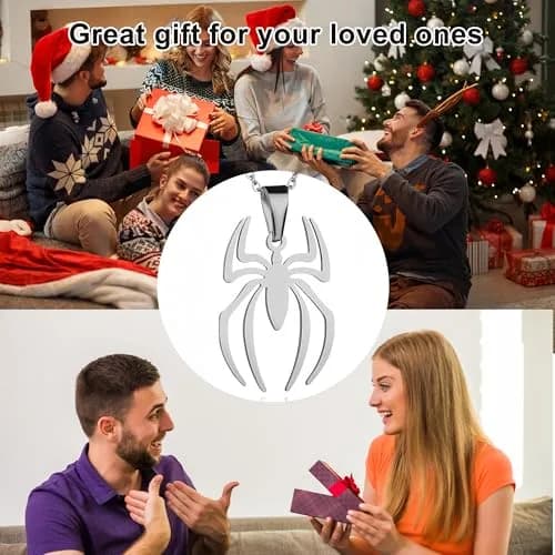 RZCXBS Spider Pendant Necklace for Men and Women Stainless Steel Silver Chain 50cm (19.7in) thumbnail 6