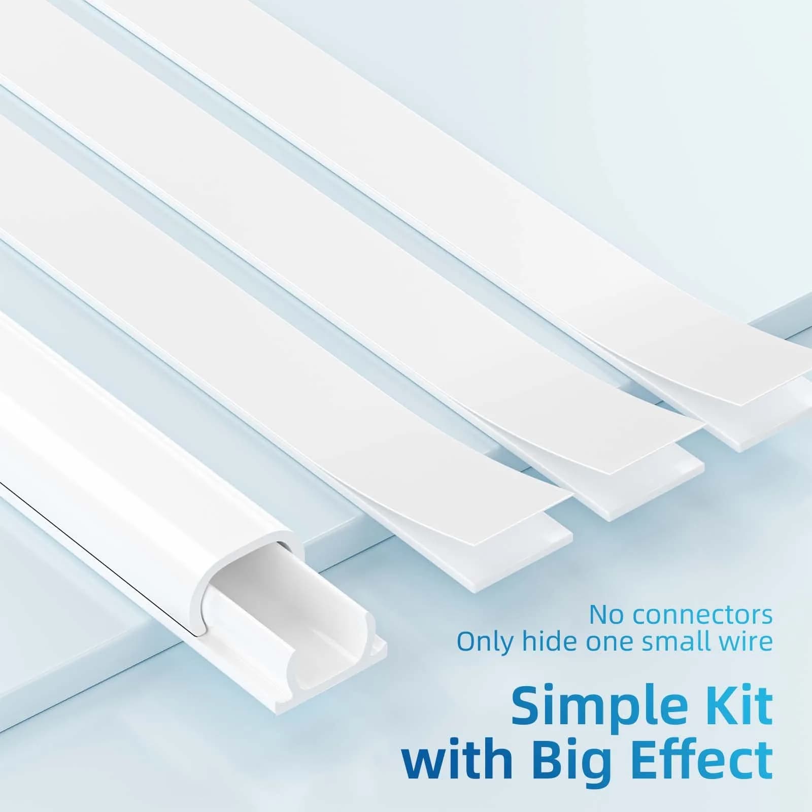 Yecaye Mini Cord Hider for 1 Mini Wire 128in (325cm) | Paintable White Cable Management Channel - view 3