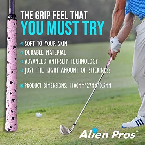 Alien Pros Golf Grip Wrapping Tapes (3-Pack) - Pink Hearts Pattern | 1 inch (2.54 cm) Wide, 43 inches (109.22 cm) Long thumbnail 4