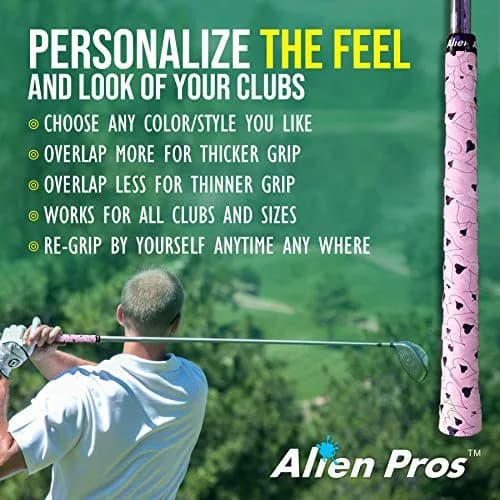 Alien Pros Golf Grip Wrapping Tapes (3-Pack) - Pink Hearts Pattern | 1 inch (2.54 cm) Wide, 43 inches (109.22 cm) Long thumbnail 5