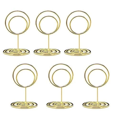 Jofefe Gold Mini Place Card Holders with Ring Design, 5cm (2 inch) Height, 20 Count | Elegant Table Number Stands for Weddings & Events thumbnail 1