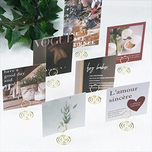 Jofefe Gold Mini Place Card Holders with Ring Design, 5cm (2 inch) Height, 20 Count | Elegant Table Number Stands for Weddings & Events thumbnail 5