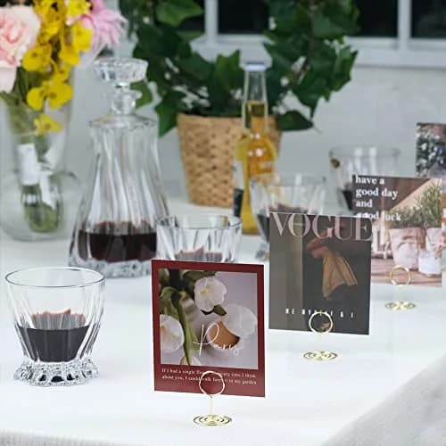 Jofefe Gold Mini Place Card Holders with Ring Design, 5cm (2 inch) Height, 20 Count | Elegant Table Number Stands for Weddings & Events thumbnail 6