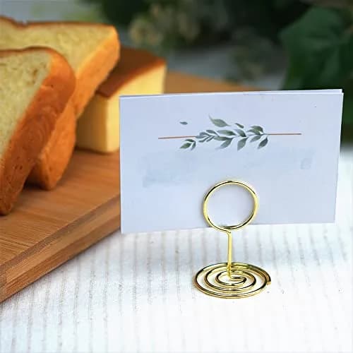 Jofefe Gold Mini Place Card Holders with Ring Design, 5cm (2 inch) Height, 20 Count | Elegant Table Number Stands for Weddings & Events thumbnail 2