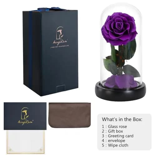 SW Preserved Real Rose Flower in Glass Dome | Romantic Gift for Women in Her Birthday & Anniversary thumbnail 7