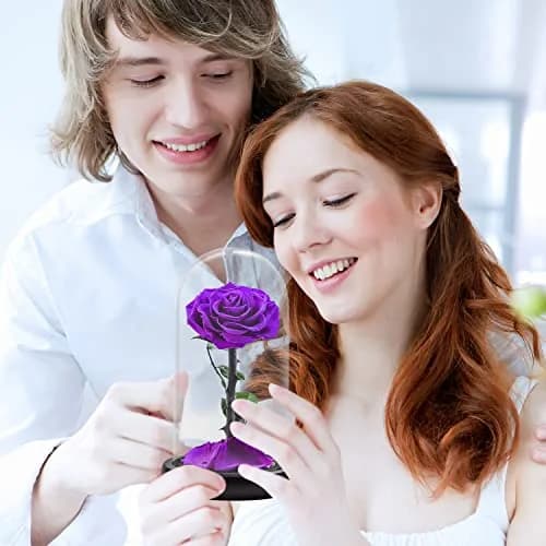 SW Preserved Real Rose Flower in Glass Dome | Romantic Gift for Women in Her Birthday & Anniversary thumbnail 3