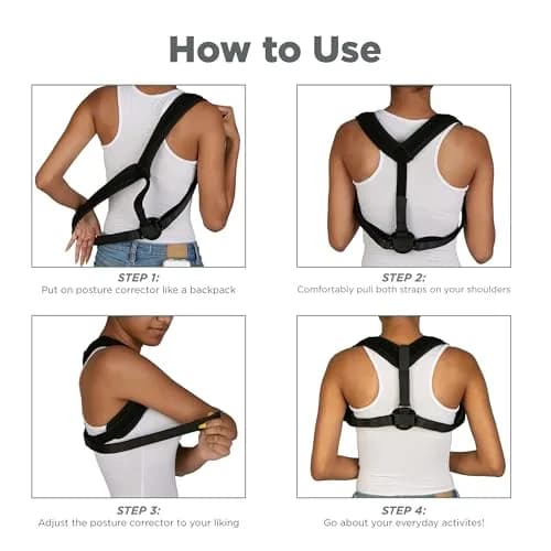 Mind Reader Posture Corrector, Adjustable Clavicle Brace, Lightweight, Nylon, 14"L x 4.25"W x 11.5"H, Black | Support for Spinal & Shoulder Alignment thumbnail 6