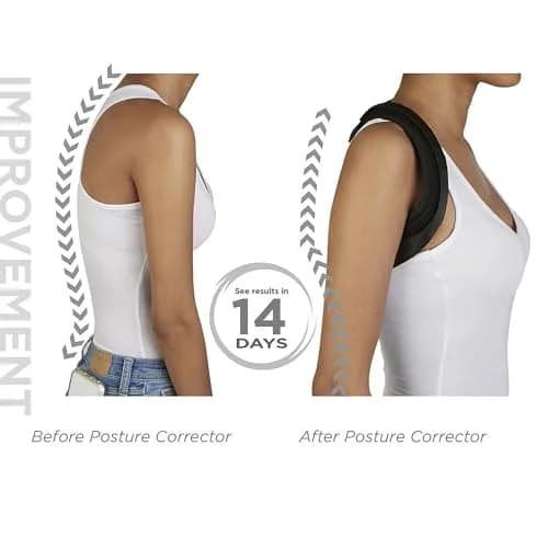 Mind Reader Posture Corrector, Adjustable Clavicle Brace, Lightweight, Nylon, 14"L x 4.25"W x 11.5"H, Black | Support for Spinal & Shoulder Alignment thumbnail 7