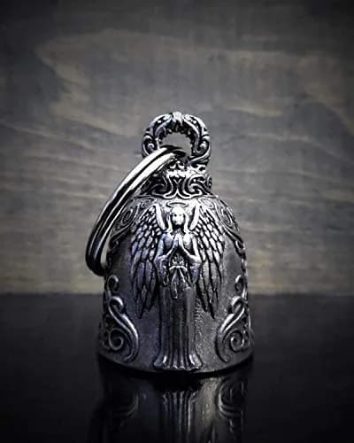 Bravo Bells Angel Motorcycle Biker Bell Accessory or Key Chain for Luck (Silver, Pewter) | Gremlin-Repelling Charm thumbnail 2