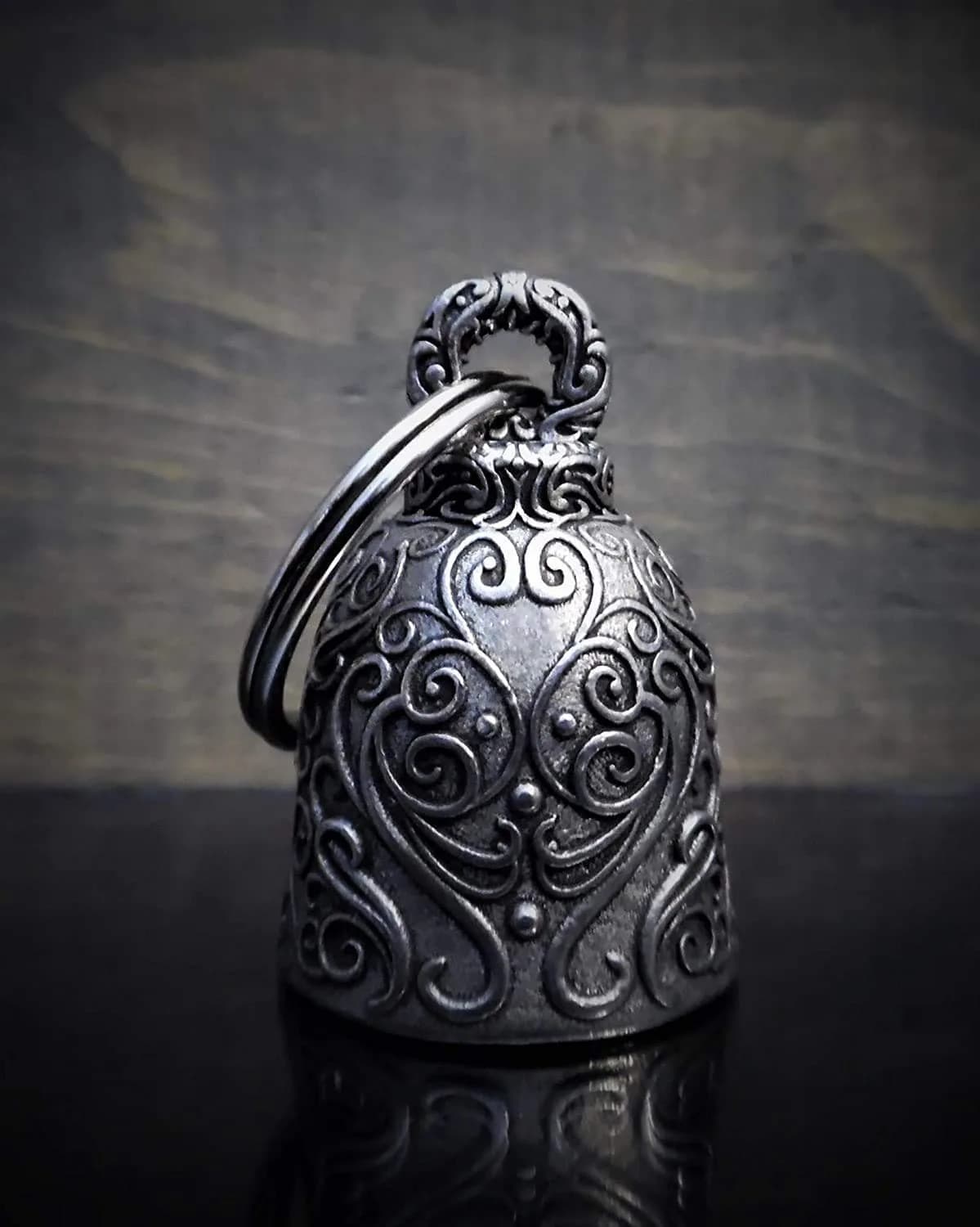 Bravo Bells Angel Motorcycle Biker Bell Accessory or Key Chain for Luck (Silver, Pewter) | Gremlin-Repelling Charm - view 3