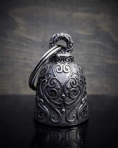 Bravo Bells Angel Motorcycle Biker Bell Accessory or Key Chain for Luck (Silver, Pewter) | Gremlin-Repelling Charm thumbnail 3
