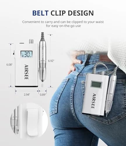 AIRSEE Rechargeable 30000RPM Electric Nail Drill, E8 White | Professional Salon & Home Use thumbnail 5