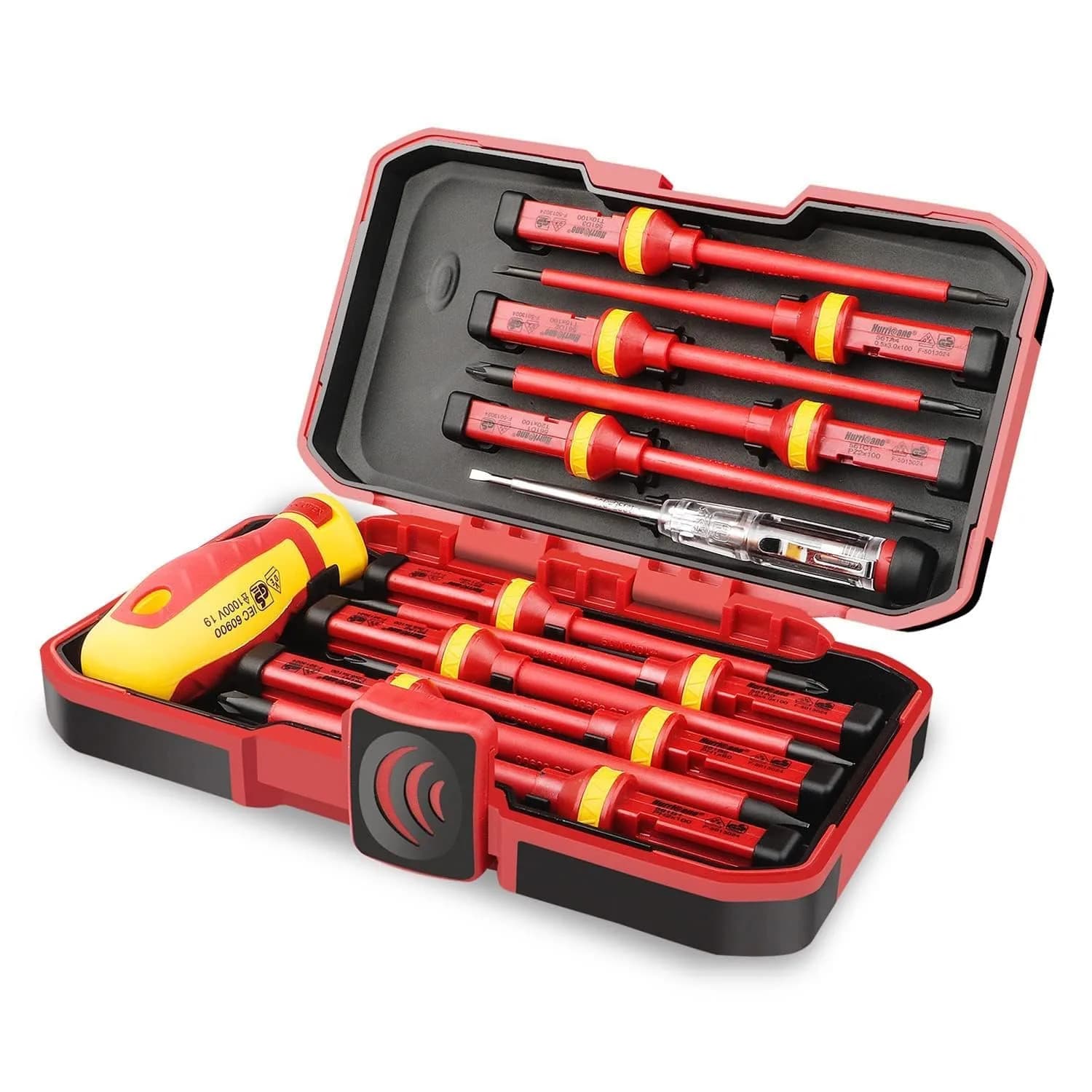 HURRICANE 1000V Insulated Screwdriver Set, 15-Piece Professional Electrician Tool Kit with Magnetic Tips — 13 Piece Set