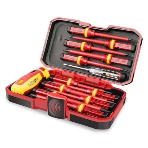 HURRICANE 1000V Insulated Electrician Screwdriver Set, 13 Piece Professional Electrical Screwdriver Set, CR-V Steel Magnetic Phillips Slotted Pozidriv Torx, Insulation VDE & GS Certified Screwdriver thumbnail 1
