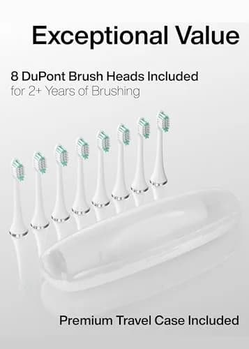Aquasonic Vibe Series Ultra-Whitening Electric Toothbrush with 8 Brush Heads & Travel Case | ADA Accepted, 40,000 VPM, Wireless Charging thumbnail 5