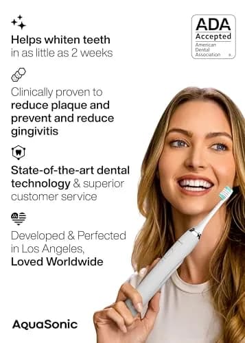 Aquasonic Vibe Series Ultra-Whitening Electric Toothbrush with 8 Brush Heads & Travel Case | ADA Accepted, 40,000 VPM, Wireless Charging thumbnail 6