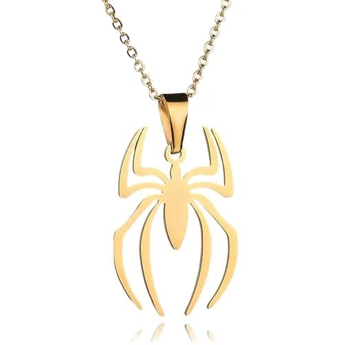 RZCXBS Spider Pendant Necklace for Men and Women Stainless Steel Gold 45 cm (17.71 inches) | Unisex Cool Design thumbnail 1