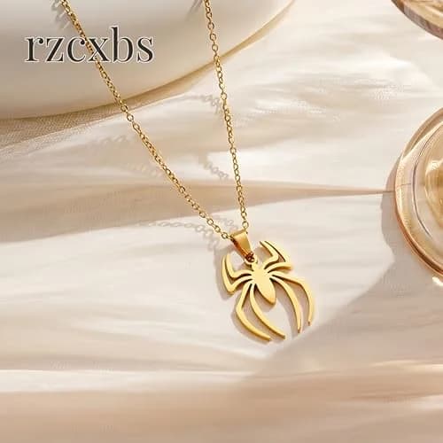 RZCXBS Spider Pendant Necklace for Men and Women Stainless Steel Gold 45 cm (17.71 inches) | Unisex Cool Design thumbnail 3