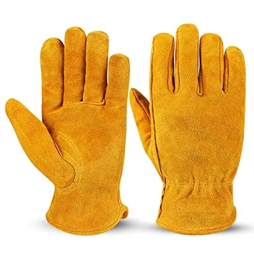 OZERO Leather Work Gloves, Cowhide, Large | Durable, Flexible & Puncture-Resistant for Heavy Duty Tasks thumbnail 1