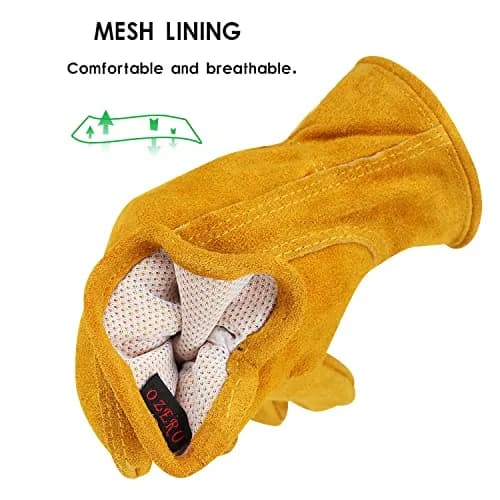 OZERO Leather Work Gloves, Cowhide, Large | Durable, Flexible & Puncture-Resistant for Heavy Duty Tasks thumbnail 4