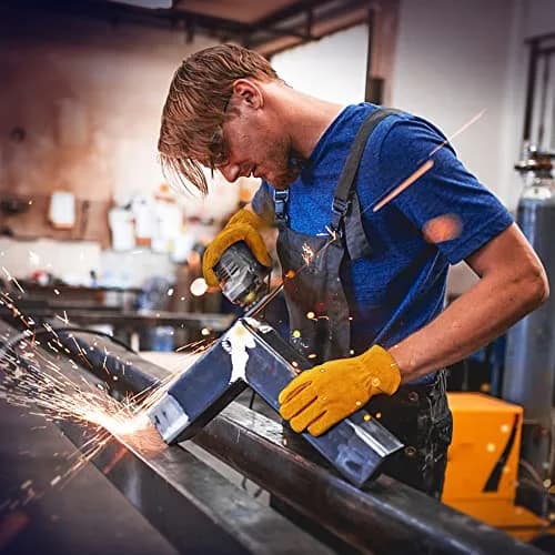 OZERO Leather Work Gloves, Cowhide, Large | Durable, Flexible & Puncture-Resistant for Heavy Duty Tasks thumbnail 5