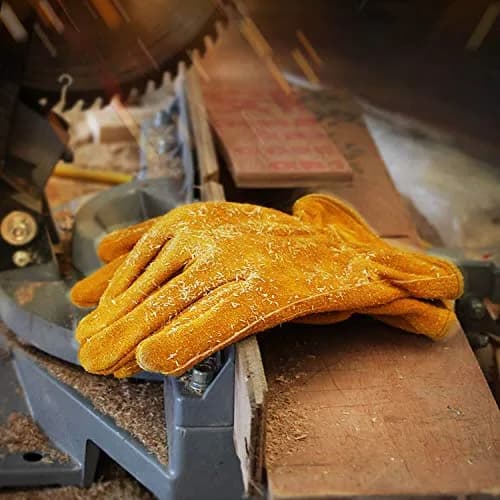 OZERO Leather Work Gloves, Cowhide, Large | Durable, Flexible & Puncture-Resistant for Heavy Duty Tasks thumbnail 7