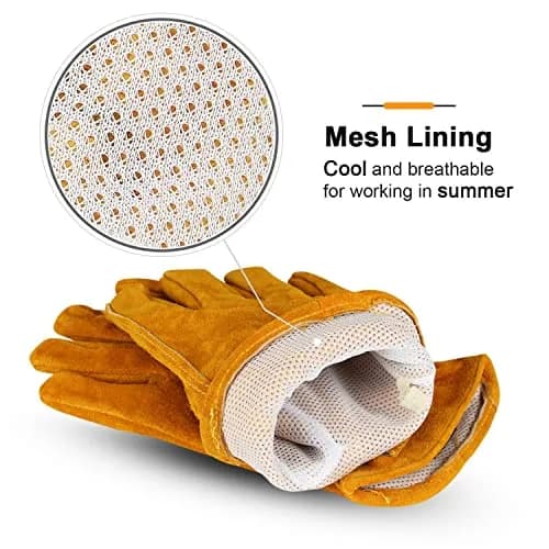 OZERO Leather Work Gloves, Cowhide, Large | Durable, Flexible & Puncture-Resistant for Heavy Duty Tasks thumbnail 3