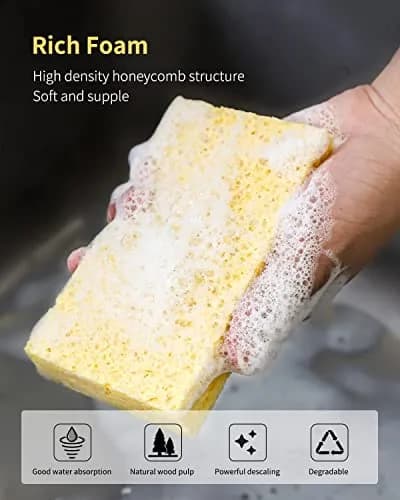 ARCLIBER Heavy Duty Cellulose Kitchen Sponge 12-Pack | Non-Scratch Scrubbing Power thumbnail 4