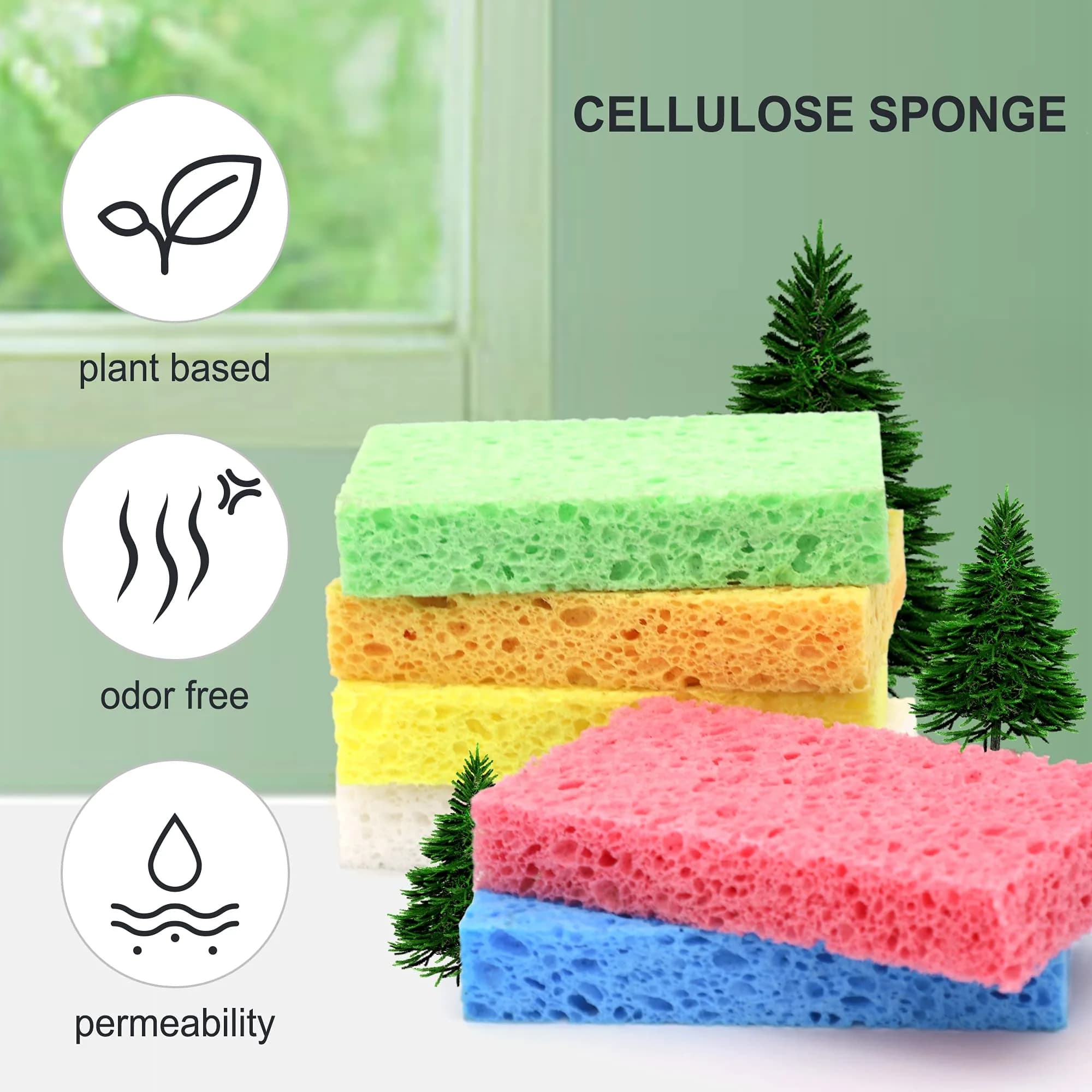 ARCLIBER Multicolor Cellulose Heavy Duty Scrub Kitchen Sponges - 12 Count Pack - view 3