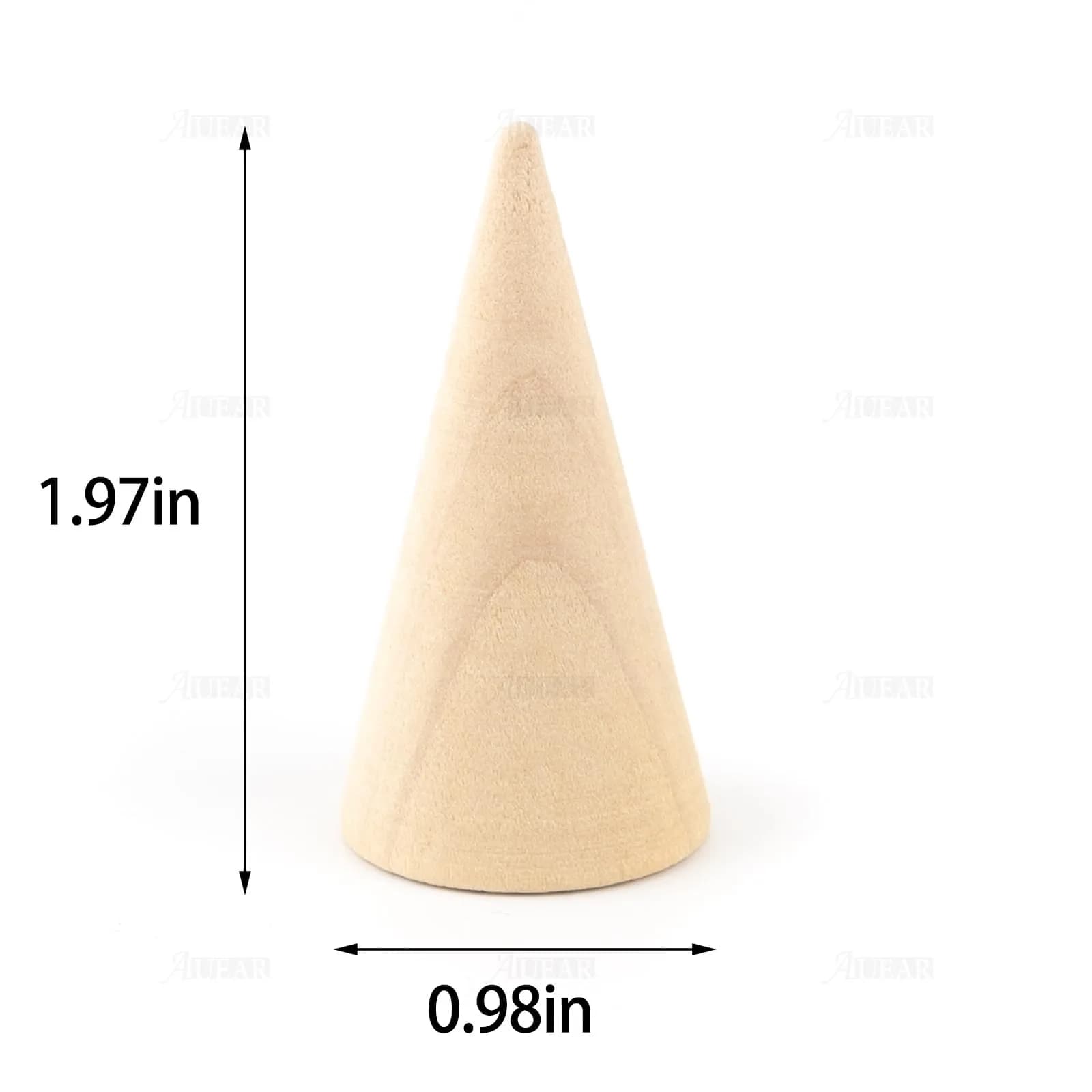 AUEAR 10 Pack Wood Cone Ring Holder 2.5cm (0.98in) Base Diameter x 5cm (1.97in) Height | Simple Natural Wood Display Stands for Rings - view 6