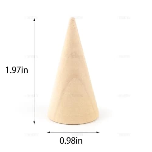 AUEAR 10 Pack Wood Cone Ring Holder 2.5cm (0.98in) Base Diameter x 5cm (1.97in) Height | Simple Natural Wood Display Stands for Rings thumbnail 6