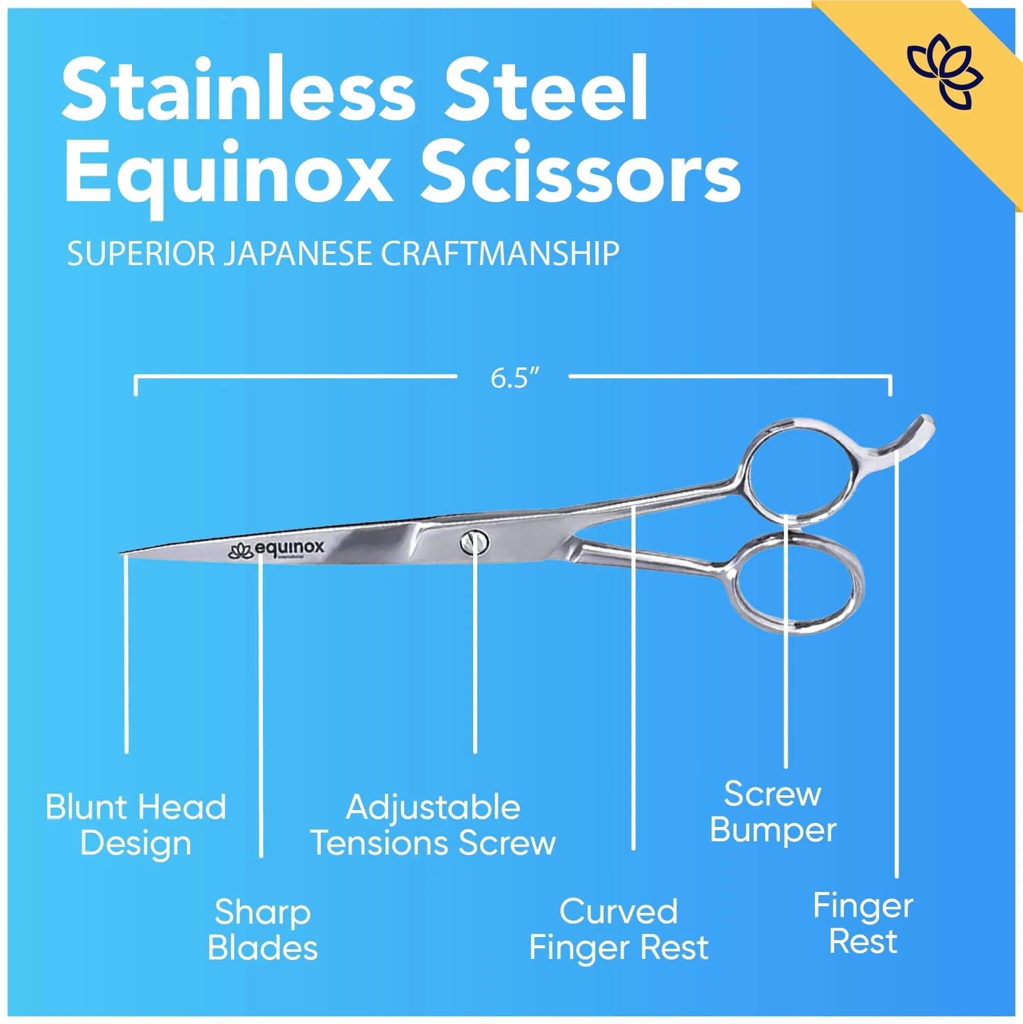 Equinox International 6.5 Inch Barber Hair Cutting Shears | Stainless Silver - view 2