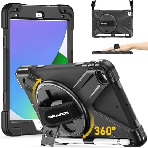 BRAECN iPad mini 5 Case, iPad mini 4 Case - Black | Heavy Duty Drop-Proof with 360° Rotating Kickstand & Adjustable Shoulder Strap thumbnail 1