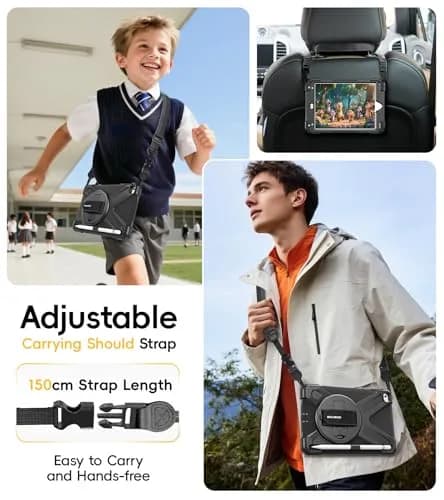 BRAECN iPad mini 5 Case, iPad mini 4 Case - Black | Heavy Duty Drop-Proof with 360° Rotating Kickstand & Adjustable Shoulder Strap thumbnail 8
