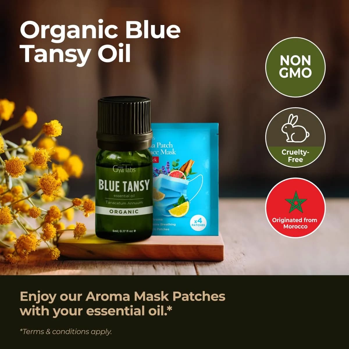 Gya Labs Blue Tansy Essential Oil (0.17 Fl Oz / 5 ml) | Pure Moroccan Oil for Skin, Diffuser & Candle Making - view 2
