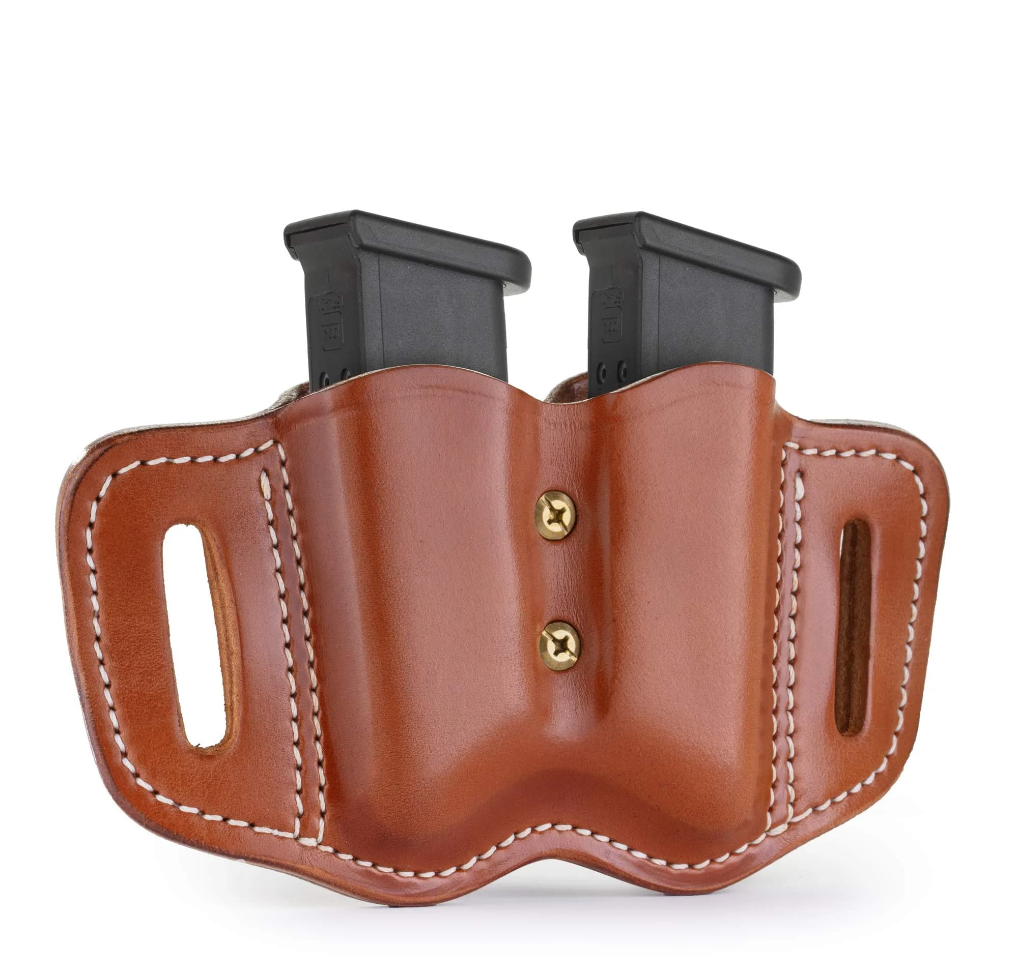 1791 Gunleather Double Mag Pouch OWB Double Stack 9mm | Concealed, Durable Leather — Classic Brown - Flex